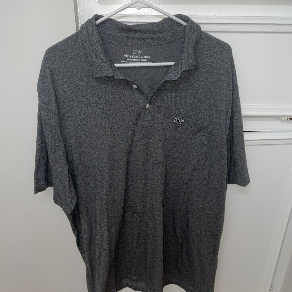 Vineyard Vines Edgartown Mens XL Grey Pima Cotton Blend Polo Spandex Polyester